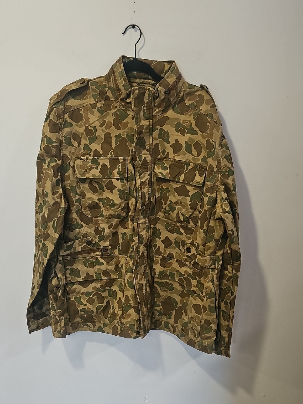 William Rast Men's Camo Field Jacket in Green and Brown